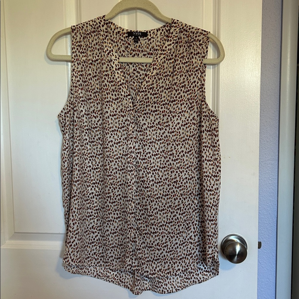 Summer Work Blouse: Animal Print Pleat Back, Flowy, Sleeveless